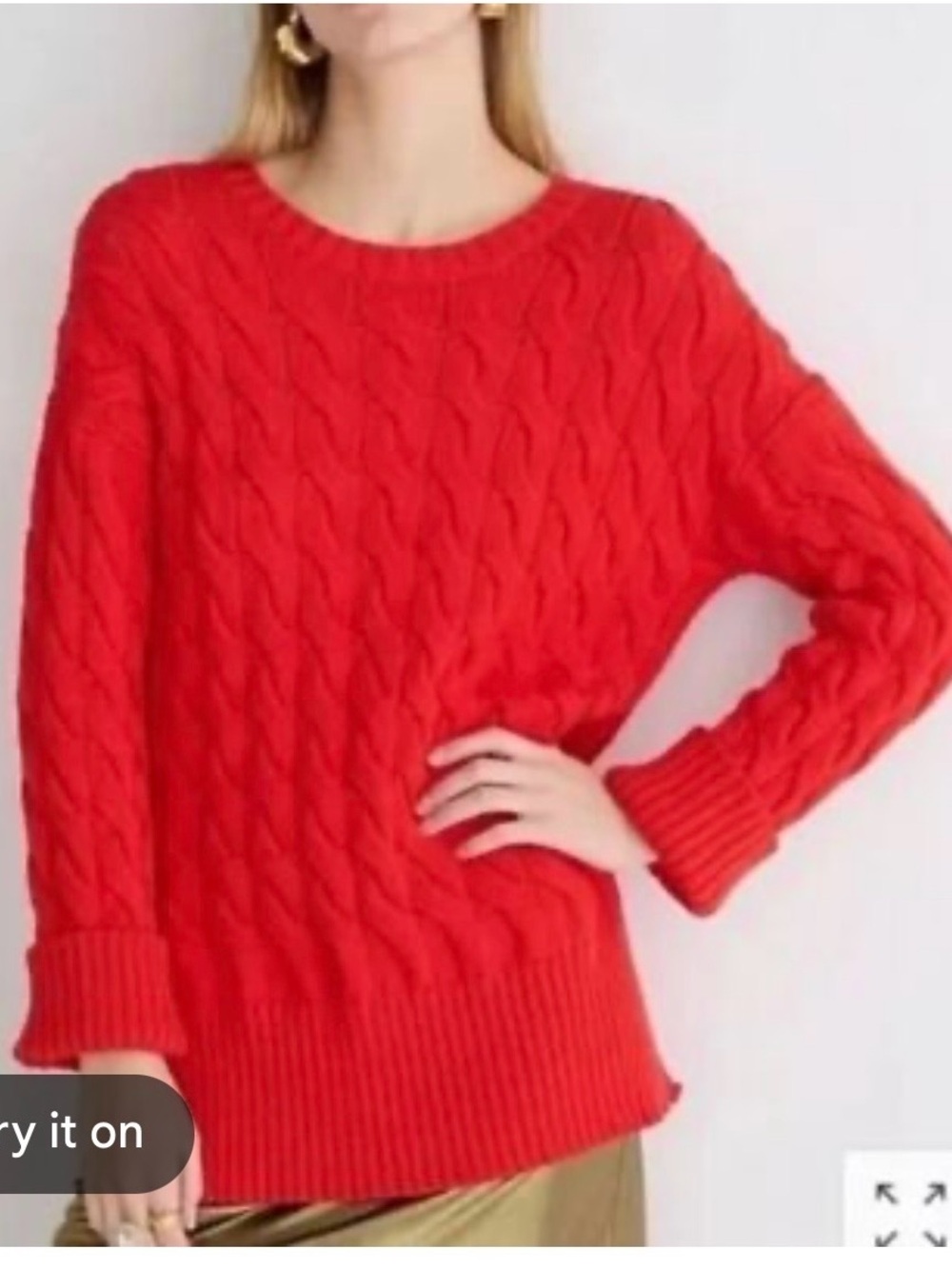 On34th/ Red Cable Knit Crewneck Sweater -118Hanger